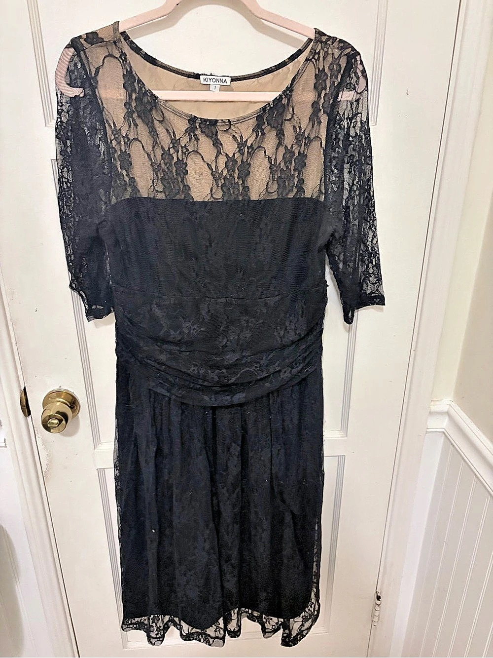 Kiyonna Black Floral Lace Midi Dress